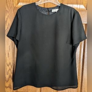 Adriana Papell Evening Essentials Black Short Sleeve Pullover - Size L